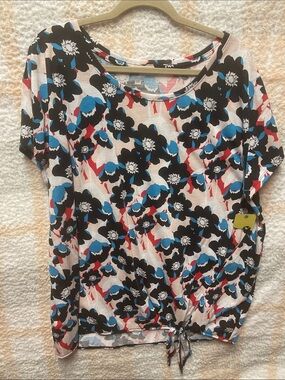 Xersion Women’s Size 2X Floral Tie-Hem Top - Black Blue Dress Pink White NWT